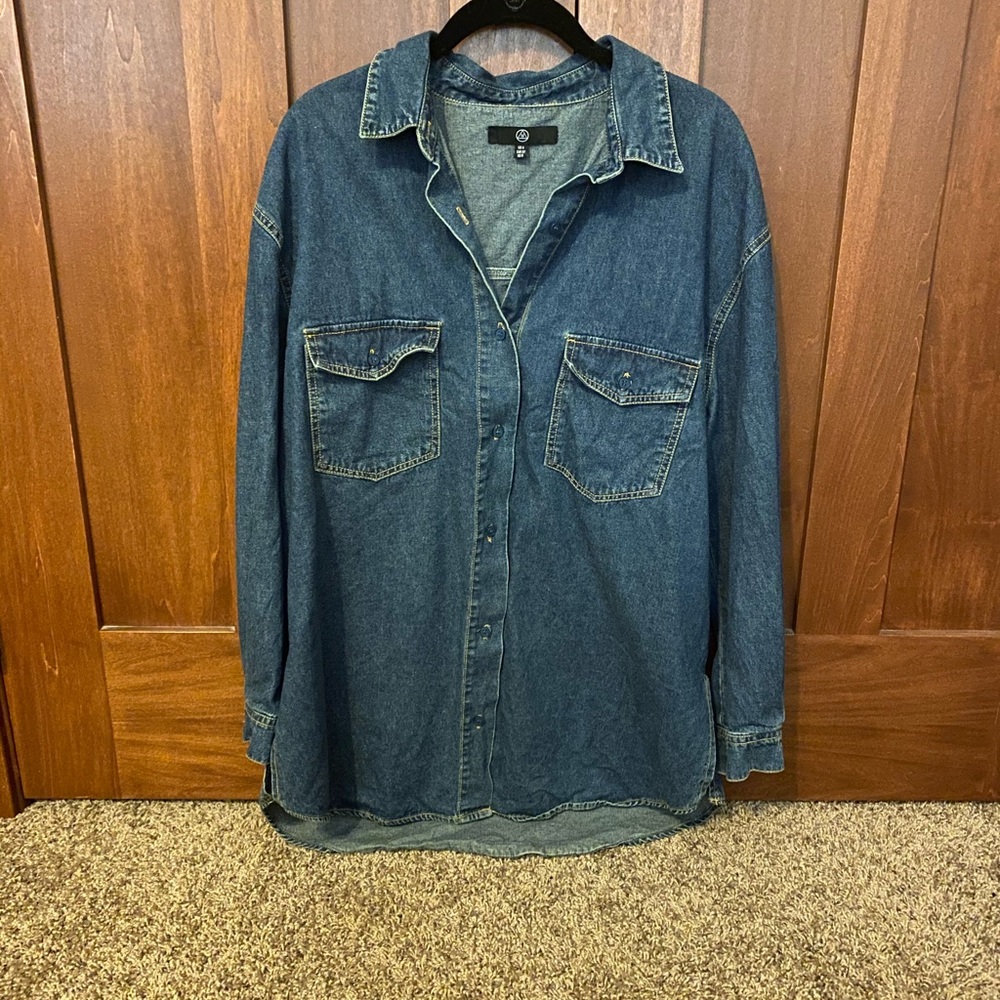 Misguided Denim Oversized Shirt Size 0